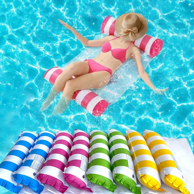 Gonflable pliable flottant rangée piscine fête eau hamac Air matelas Pvc rayure eau