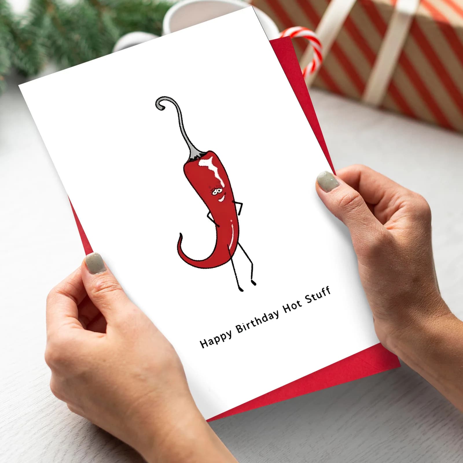 1 petite carte de vœux d'anniversaire avec enveloppe, motif poivron, pour félicitations