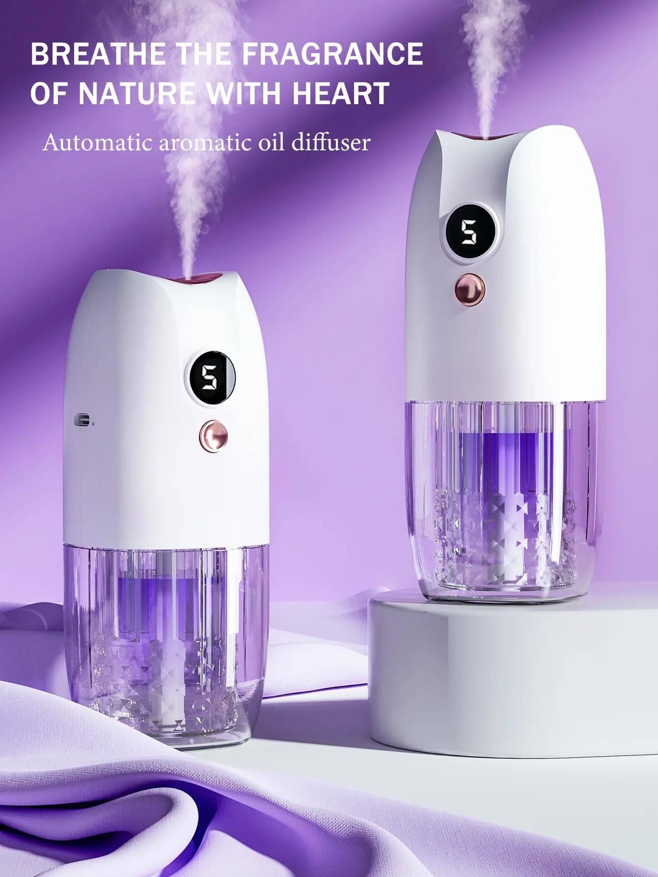 Diffuseur d'arôme portable rechargeable multifonctionnel, diffuseur d'huile essentielle, minuterie, désodorisant, voiture, maison, salon, salle de bains