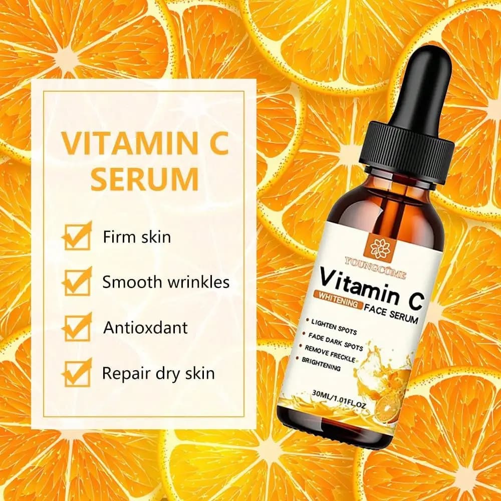 L'essence pour le visage à la vitamine C contient l'acide hyaluronique dissolvant de taches foncées réparation