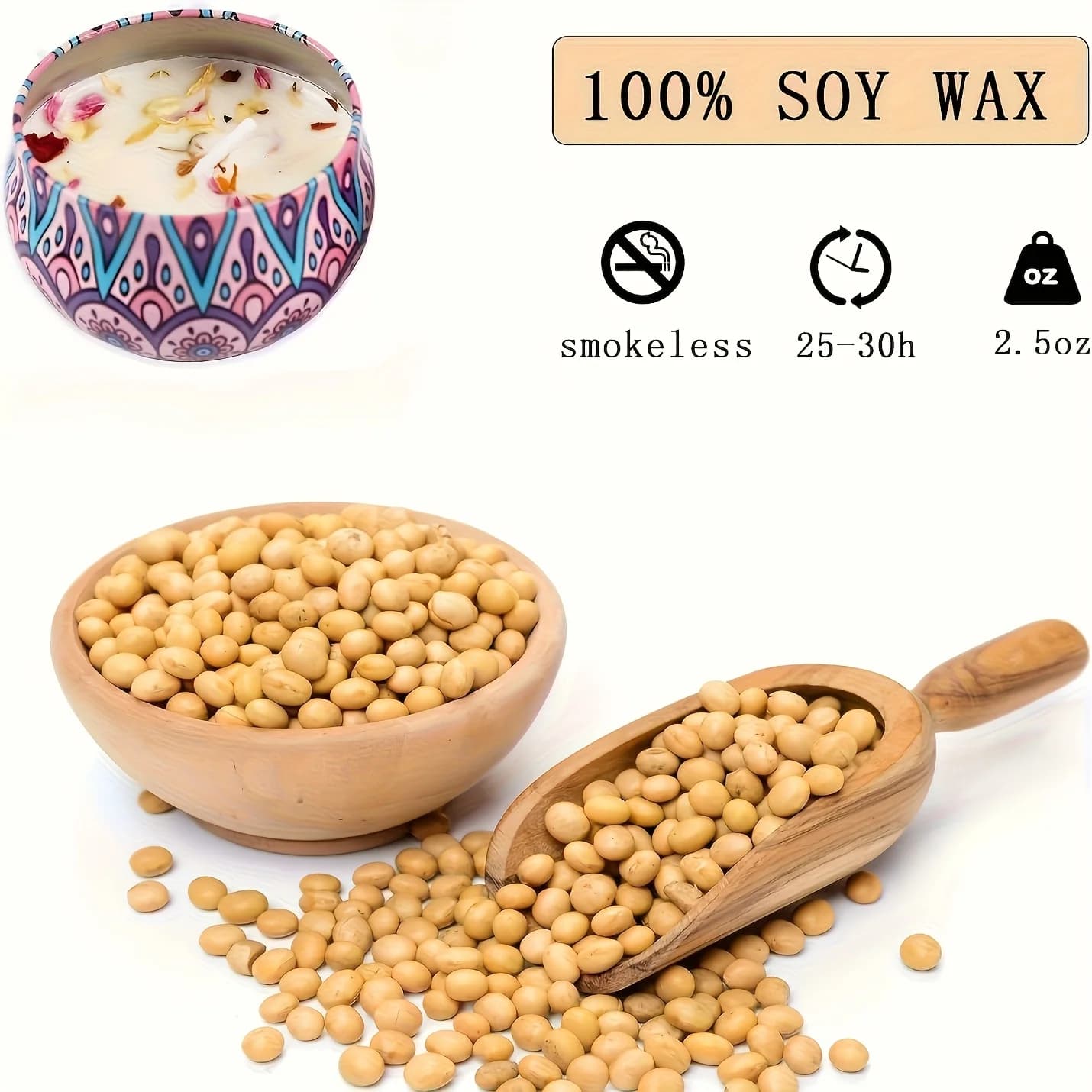 Ensemble de bougies aux huiles essentielles parfumées, 5 parfums floraux : thé blanc, chèvrefeuille, bleu, poulets, jasmin et lavande, parfait pour le yoga, le bain, la méditation, l'aromathérapie, le