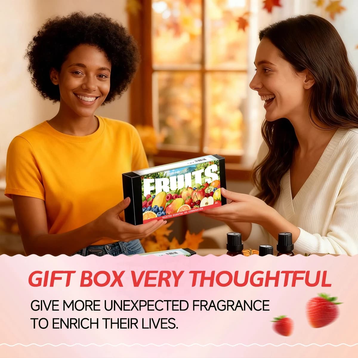 Ensemble d'huiles essentielles aux fruits, avec une variété de parfums de fruits colorés, adapté à toutes les occasions et également un excellent cadeau.