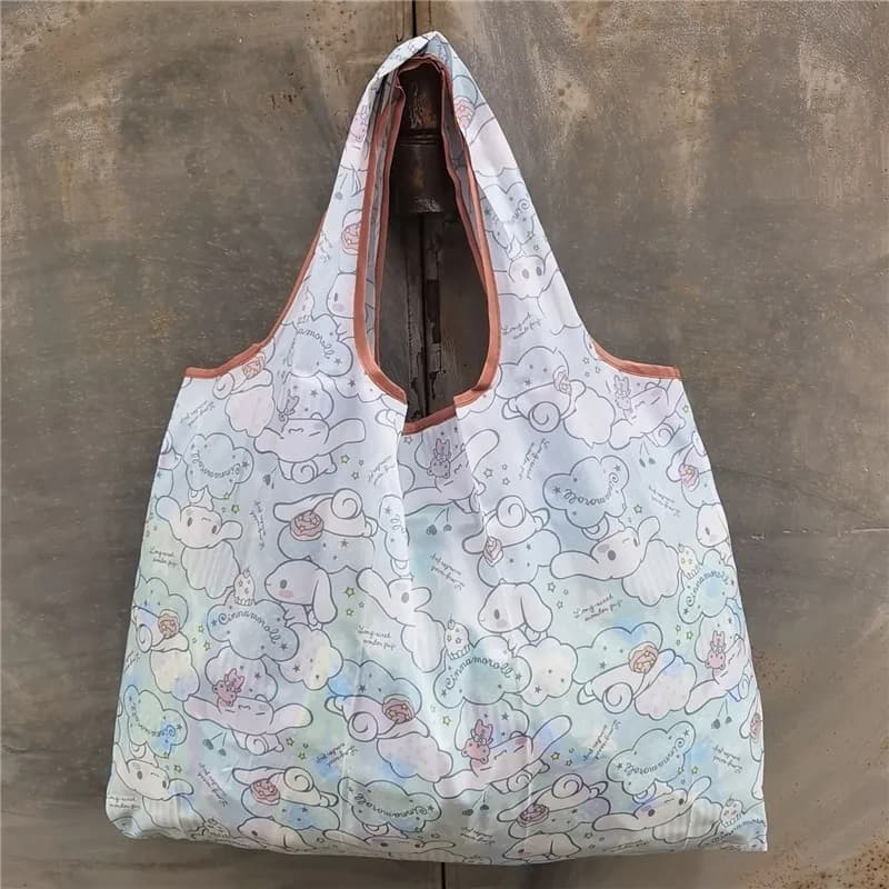 Sac de courses écologique Sanrio Supermarket Cinnamoroll, pliable, portable, imperméable, grande capacité, sac de rangement à main