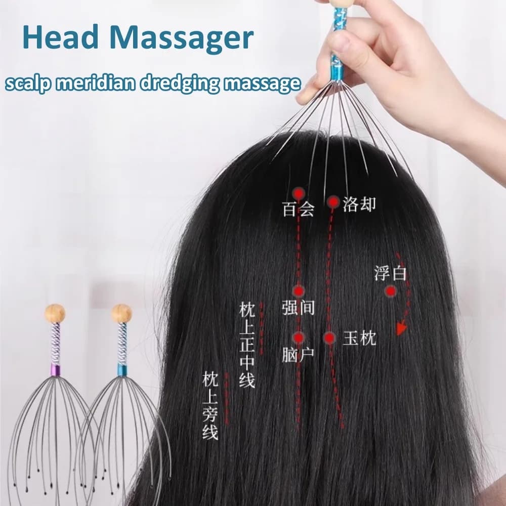 Relaxant Massage du cerveau masseur de tête de poulpe grattage du cuir chevelu soulagement de la Relaxation masseur corporel grattoir soulage la Tension griffe