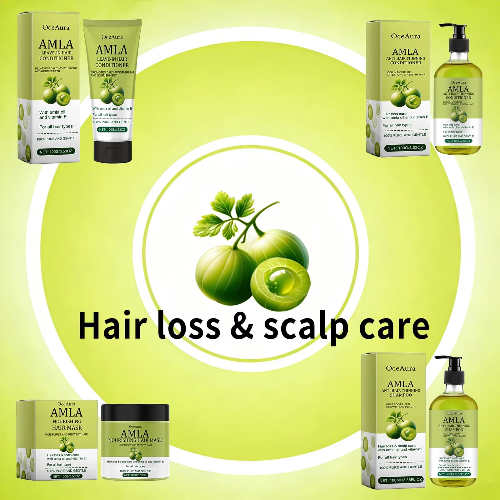 Shampoo à l'huile d'Amla Anti-Chute Renforce les racines Répare les cheveux abîmés Anti-Casse Après-shampoing Réduit