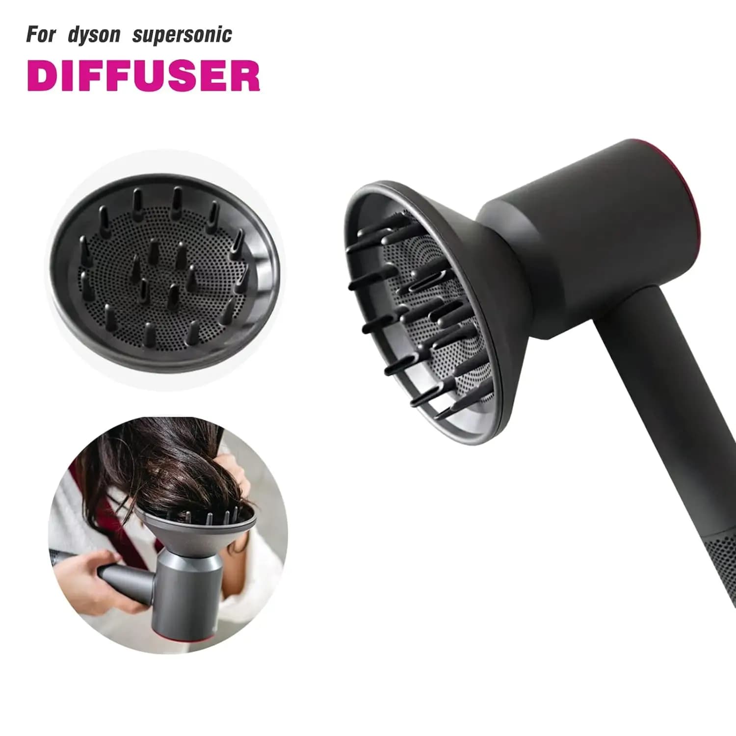 Diffuseur universel compatible avec les sèche-cheveux Supersonic, pièce de rechange IL/RT6-14354-HD01