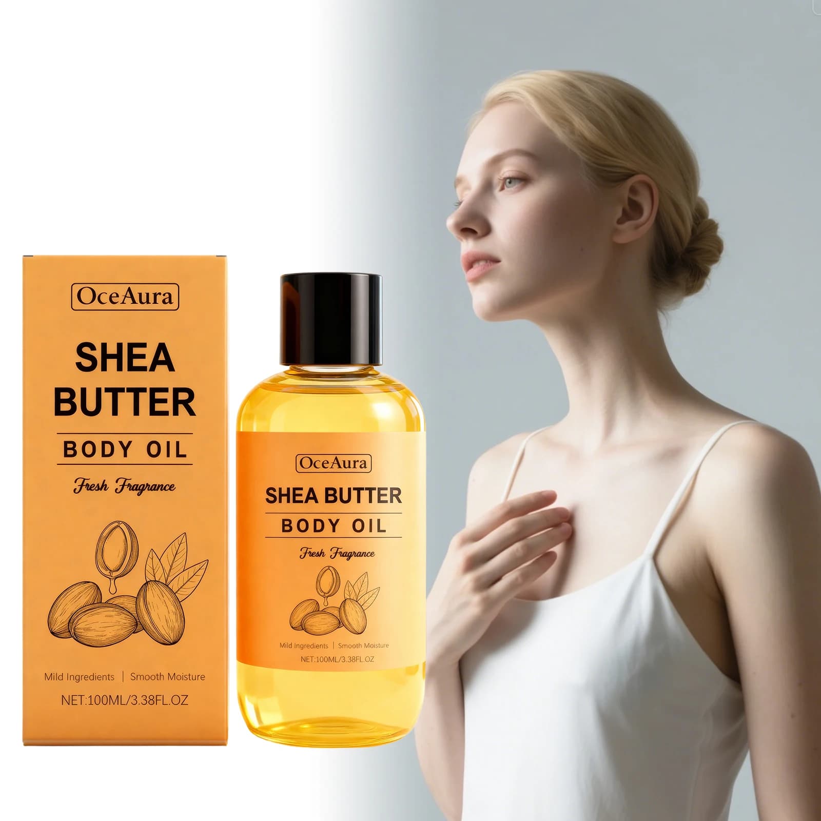 Huile corporelle au beurre, soin nourrissant doux pour tout le corps, absorption rapide et légère pour une peau lisse et douce
