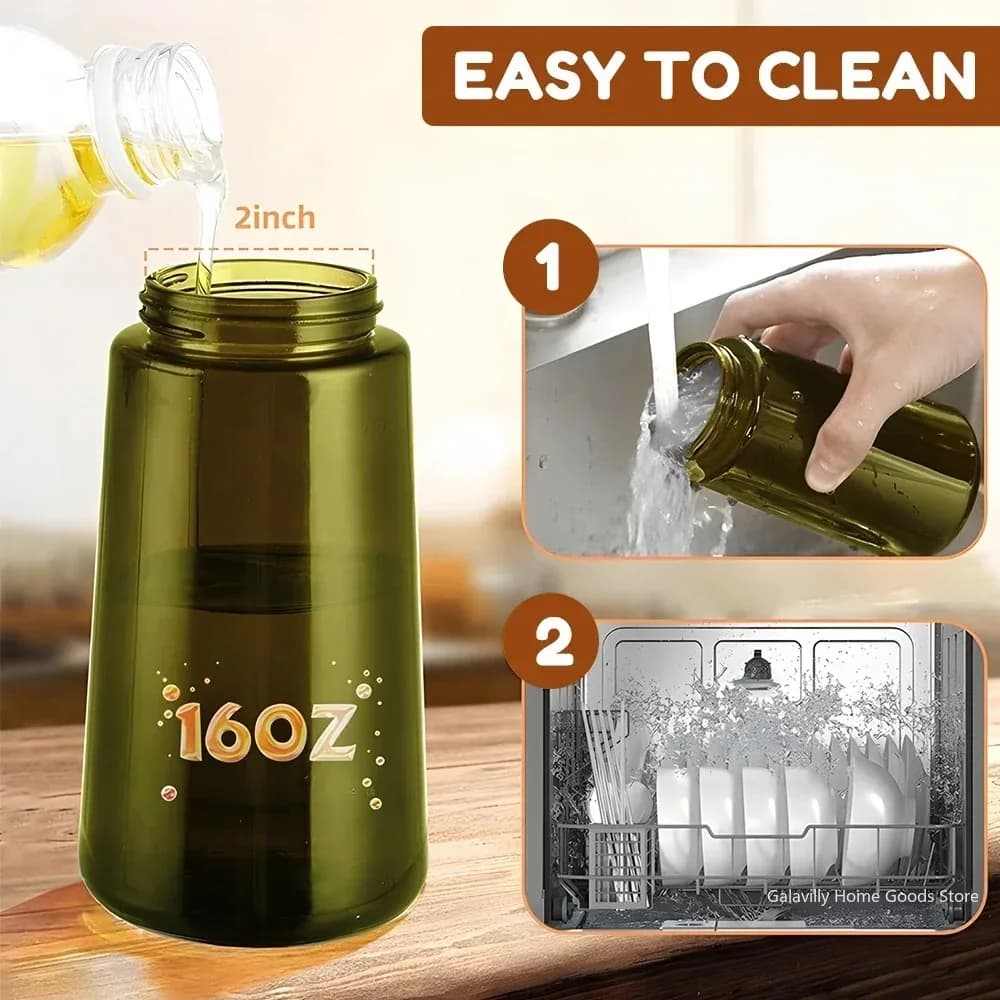 Pulvérisateur d'huile foncée bloquant la lumière de 16oz/470ML pour la cuisson bouteille distributrice d'huile d'olive 2 en 1 pour la cuisine bouteille d'huile en verre vert foncé