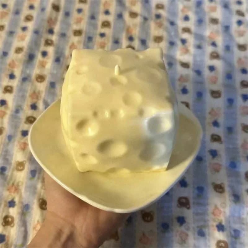 Balle anti-stress géante en forme de cube de fromage, jouet sensoriel ASMR non rebondissant, cadeau de festival