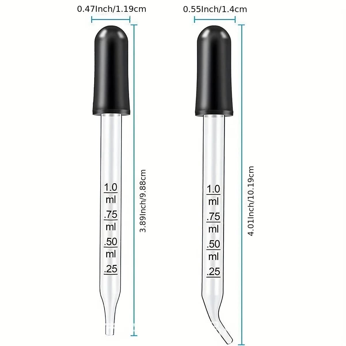Pipette compte-gouttes en verre, compte-gouttes pour les oreilles et les yeux avec embouts courbés et droits, compte-gouttes de 1 ml pour les huiles essentielles, le laboratoire, l'artisanat, la mesur