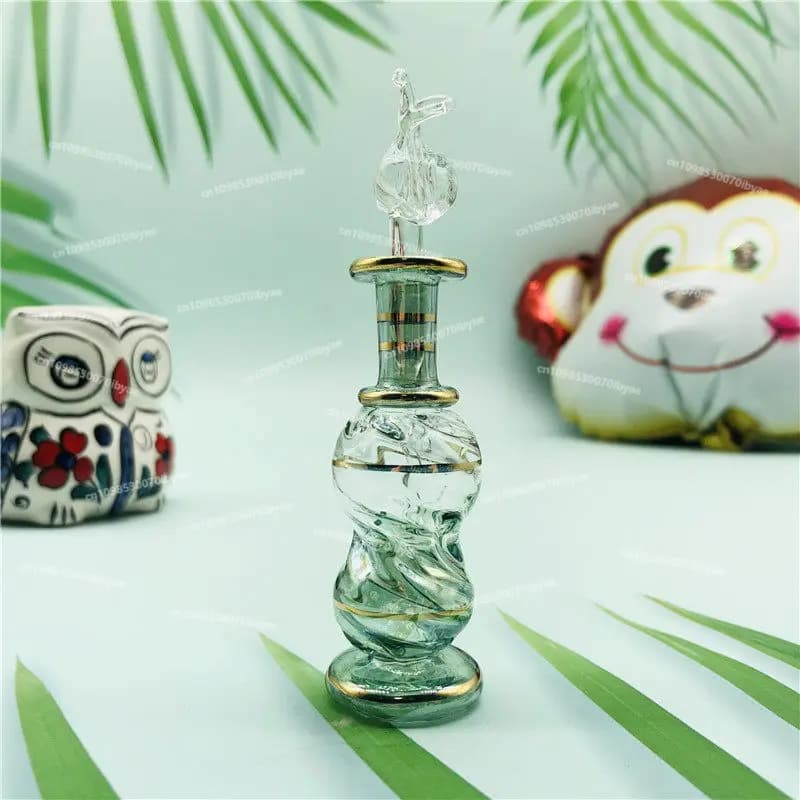 Bouteille en verre égyptien, bouteille d'essence, bouteille d'huile essentielle, décoration de la maison purement soufflée à la main, parfum égyptien au sable 7cm