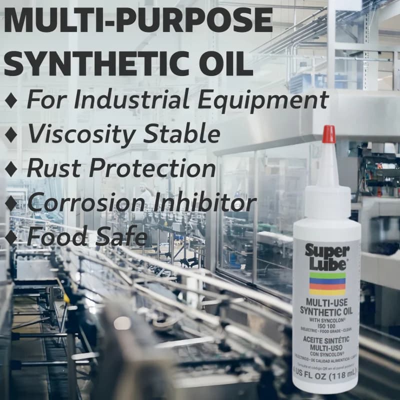Super Lube 51004 Huile Synthétique ISO 100 NSF H1 Lubrifiant de Qualité Alimentaire pour Interrupteurs de Clavier, Engrenages, Roulements, Plastique – Sûr 20ml 50ml