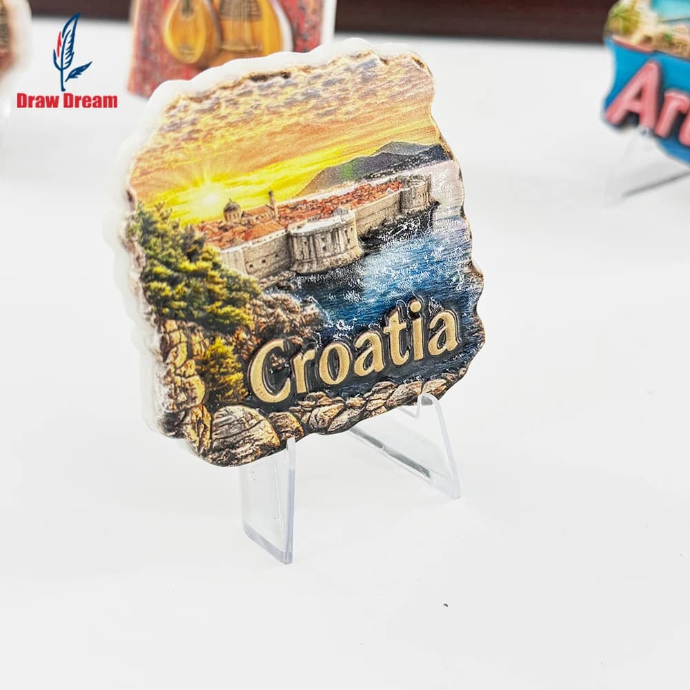 Aimant de réfrigérateur 3D créatif Coucher de soleil en bord de mer de Croatie