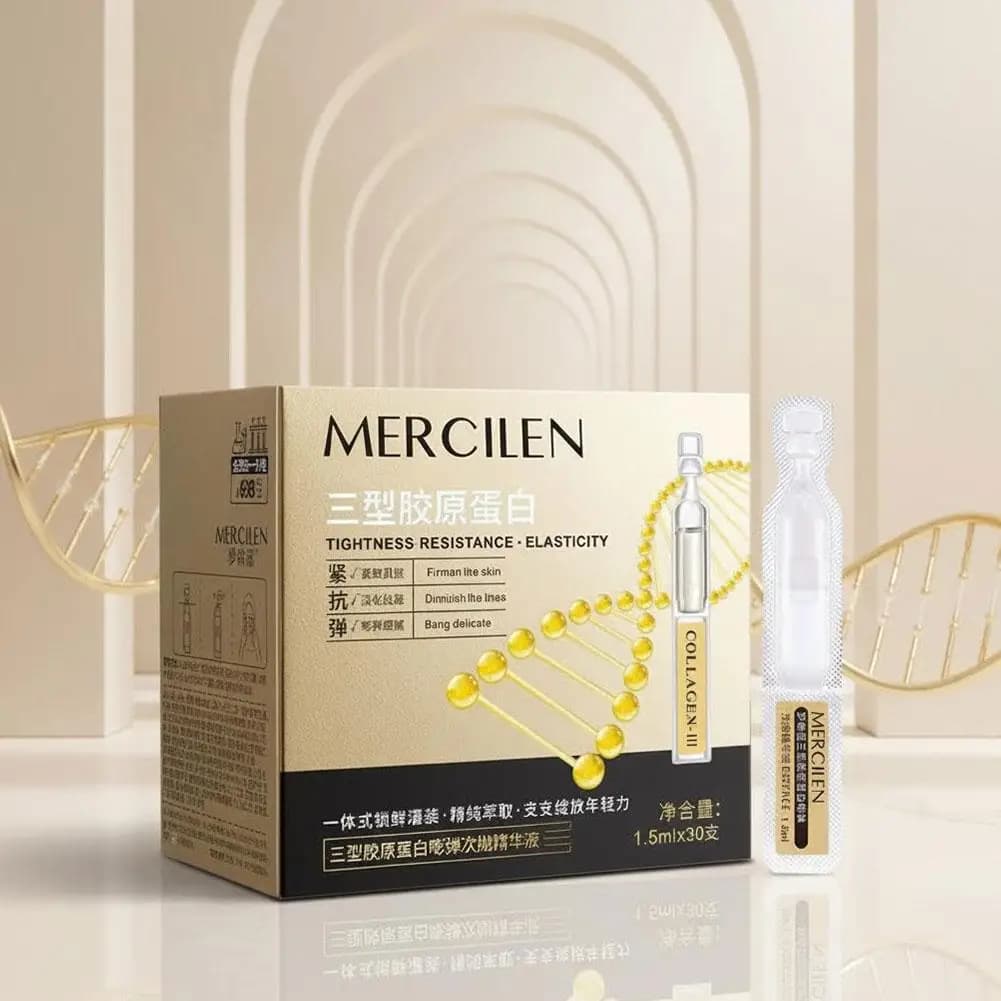 Boost d'hydratation quotidien avec des ampoules de collagène de type III et d'acide hyaluronique favorisant une texture de peau lisse et confortable