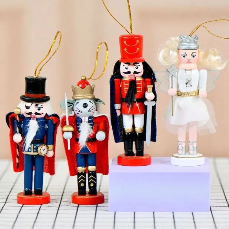 Ensemble 4 décorations casse-noisettes vacances 13 Soldats en bois avec thème garde souris 87ha