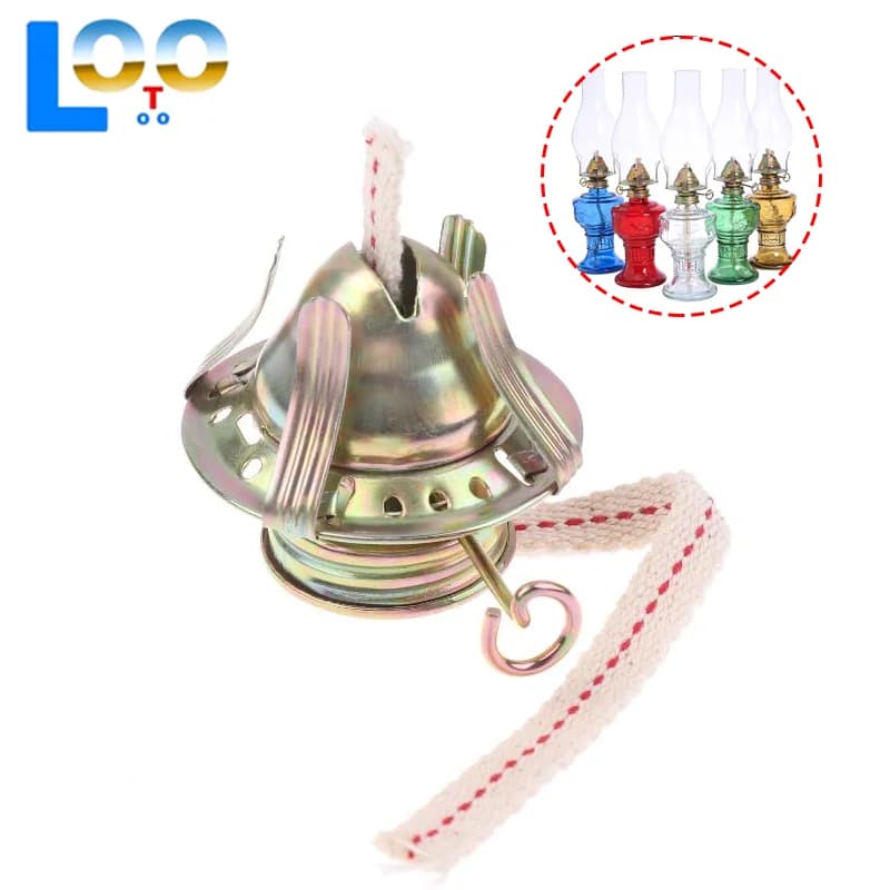 Brûleur de lampe à huile pour lampes antiques, pièces de rechange pour lampes à huile avec collier de réduction et mèche de lampe en coton
