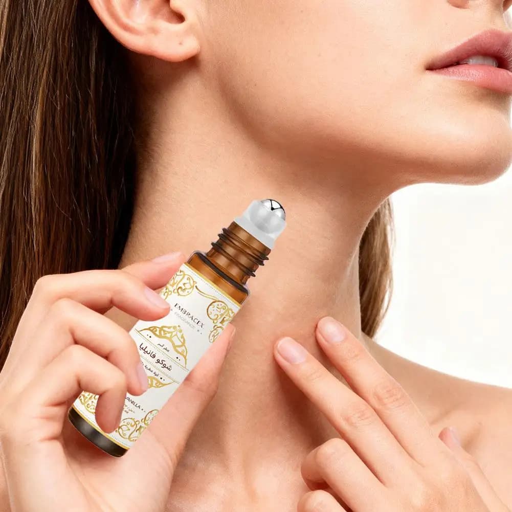 Huile Essentielle Parfumée Roll-On Chocolat Vanille Arabe, Parfum de Haute Qualité 10ml Sans Alcool, Senteur Gourmande Sucrée pour Rendez-vous