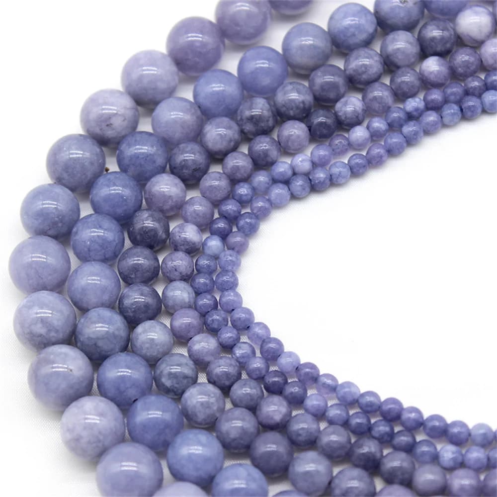Perles en pierre d'angélite naturelle, amples, pour la fabrication de bijoux, Bracelets, collier, cordon de 15 pouces, non inclus, 4mm, 6mm, 8mm, 10mm