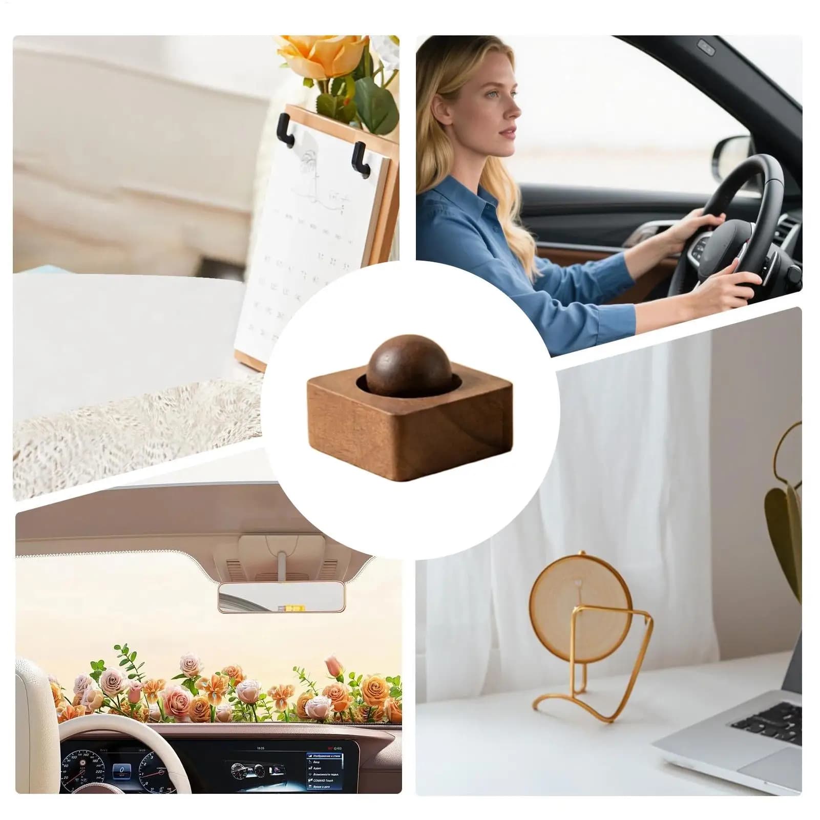 Diffuseur d'huiles essentielles en bois pour voiture