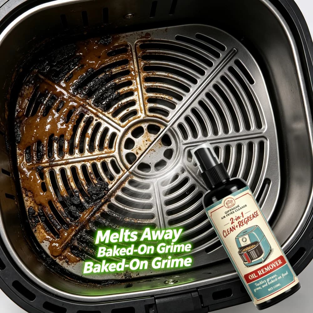 QIFENGHE 110ML Nettoyant 2-en-1 pour friteuse à air avec serviette