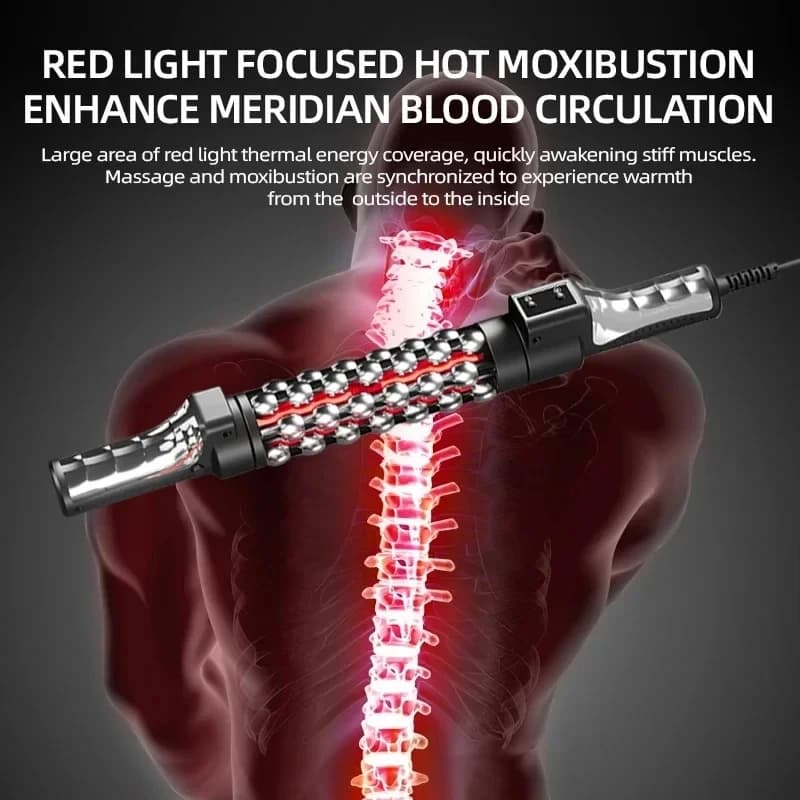 NOUVEAU Rouleau chauffant électrique pour la relaxation musculaire, massage rotatif à 360° avec lumière rouge, soulagement de la fatigue, bâton de massage amincissant pour le corps