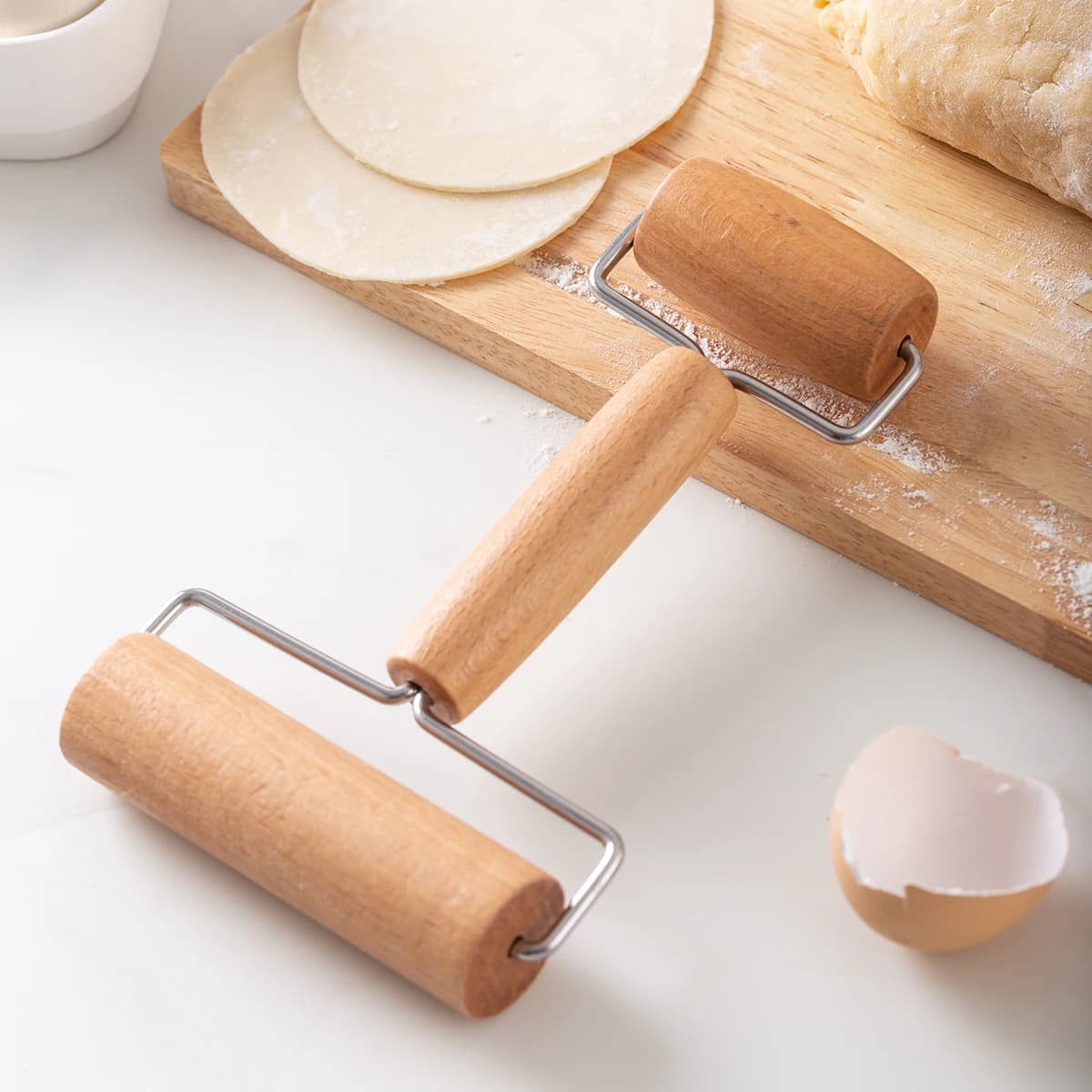 Rouleau à pâtisserie à double extrémité en bois d'érable 1 pièce ; bâton de farine de style
