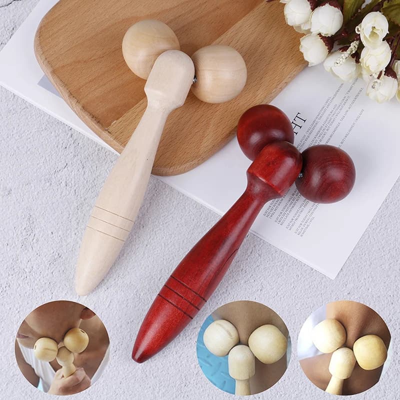 Rouleau de massage facial en bois pour la santé, amincissant et relaxant pour le cou