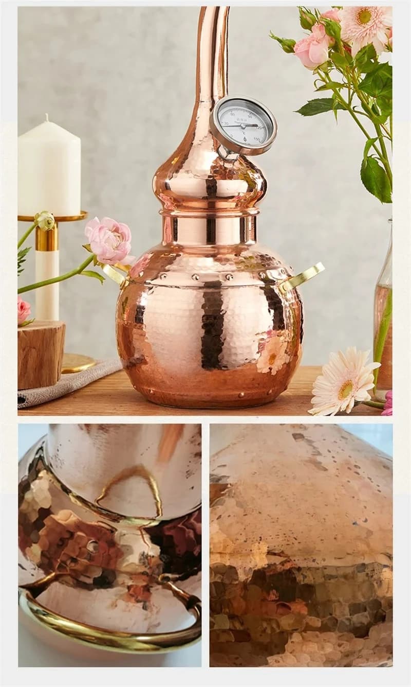 Dispositif de séparation d'extraction d'huile essentielle en cuivre pur, équipement de Distillation de rosée, Machine de distillation d'eau, cuisson à la vapeur du vin