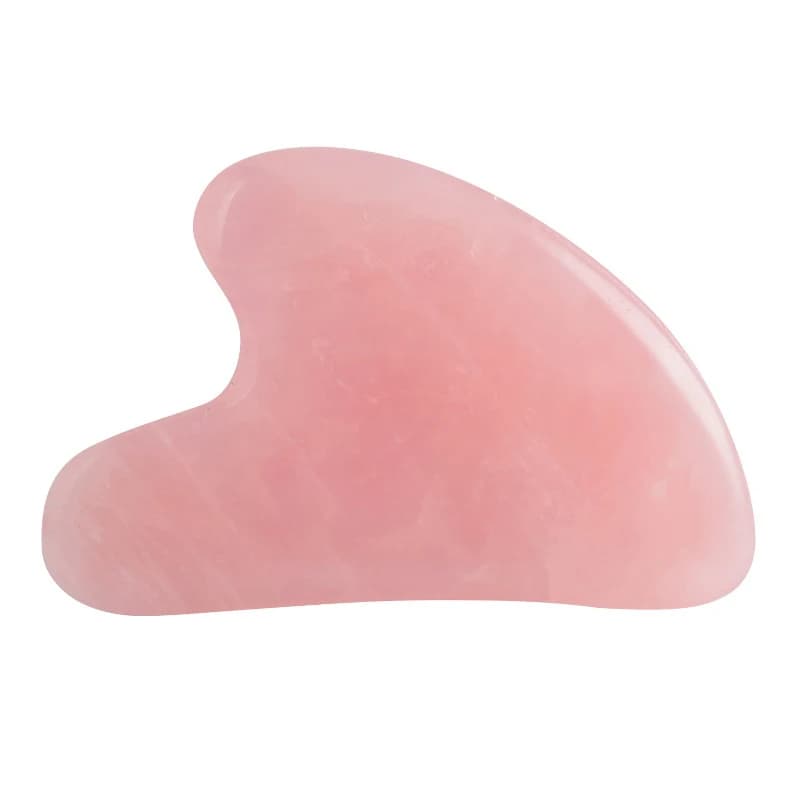 Rouleau de massage en quartz rose et jade + grattoir Gua Sha en pierre naturelle, masseur de cou, dos et visage, outils amincissants et anti-rides 3 en 1