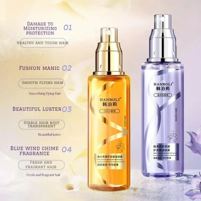 Spray d'huile capillaire inoffensive de qualité supérieure, huile revitalisante nourrissante parfumée, hydratant en profondeur pour cheveux bouclés, cadeau pour femmes, 100ml