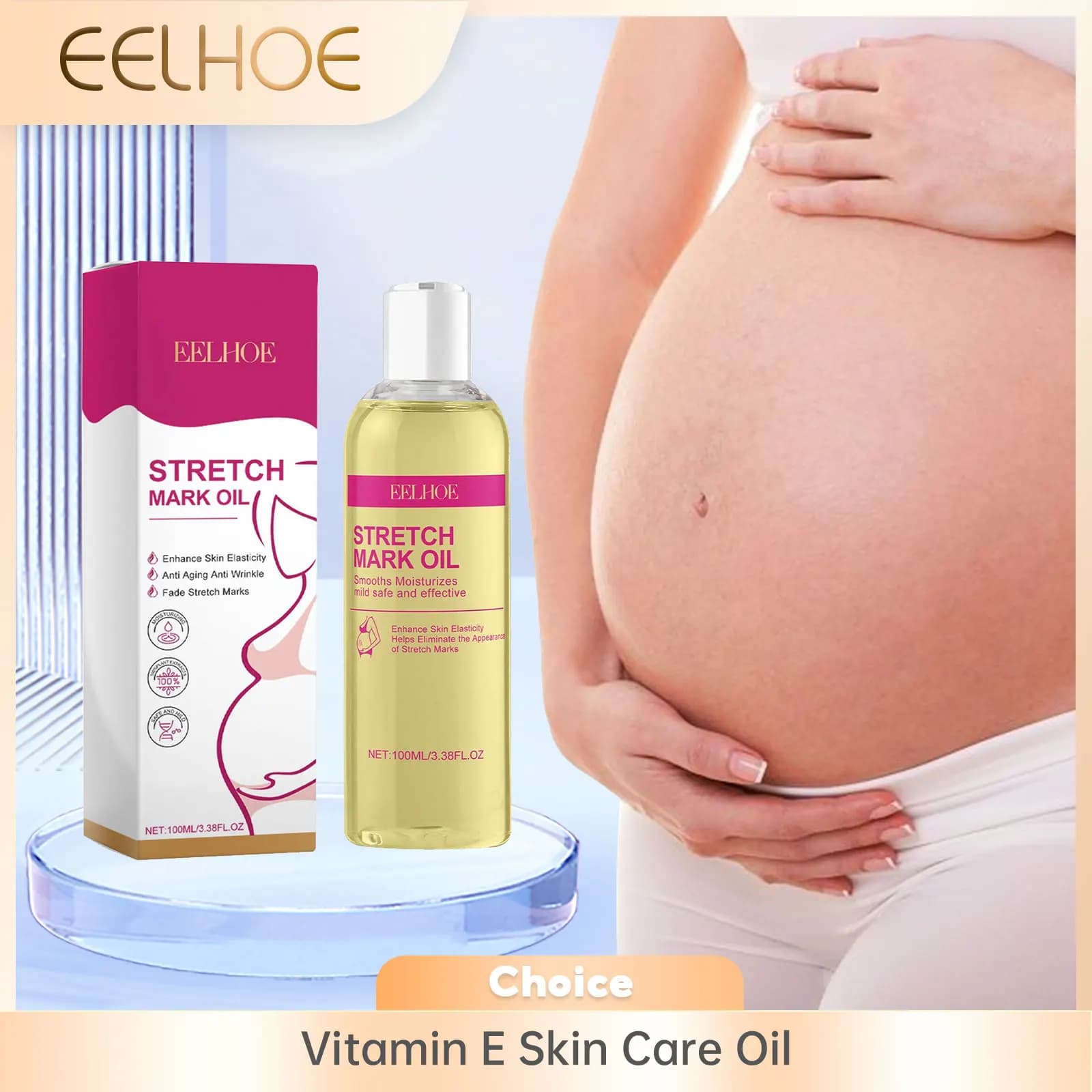 EELBathroom-Huile de soin de la peau à la vitamine E, élimine les marques de grossesse commandées, soins post-partum, peau élastique, raffermissant, collagène, huile de soin du corps, 100ml