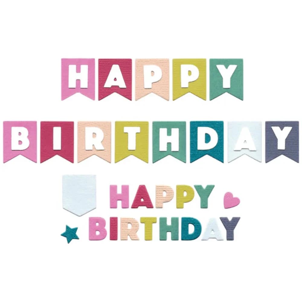 Matrices de découpe en métal pour drapeaux de lettres joyeux anniversaire