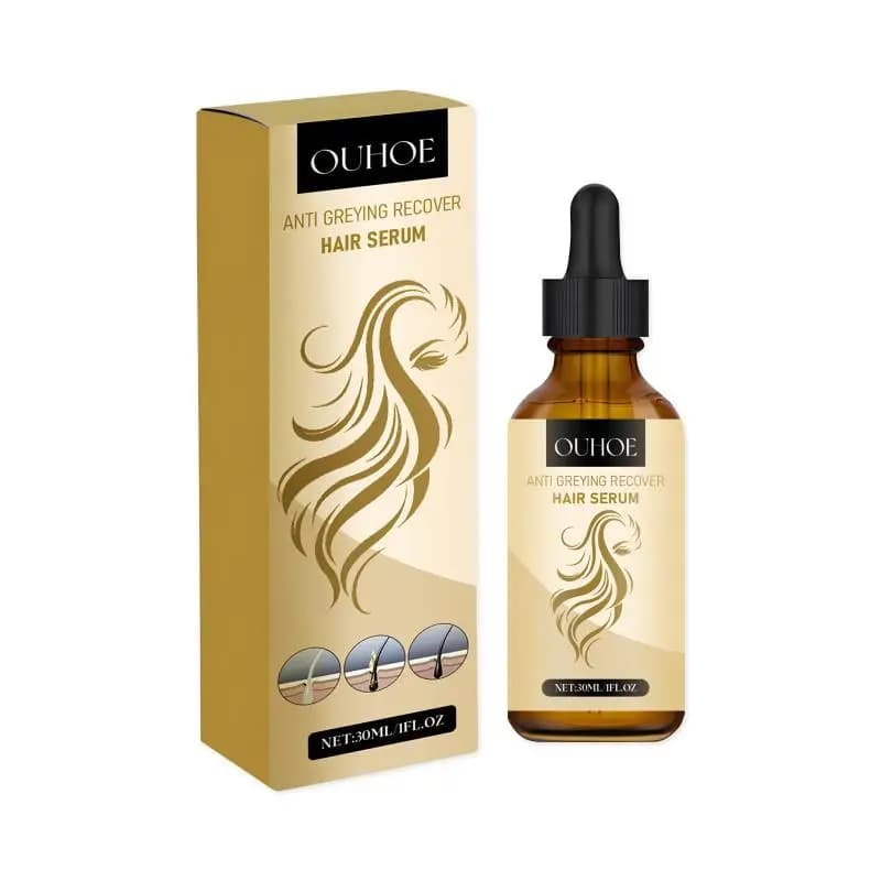 Huile Capillaire Noircissante Naturelle pour Cheveux Noirs, Nettoyante, Fortifiante, Nourrissante, Réparatrice pour Cheveux Blancs et Gris