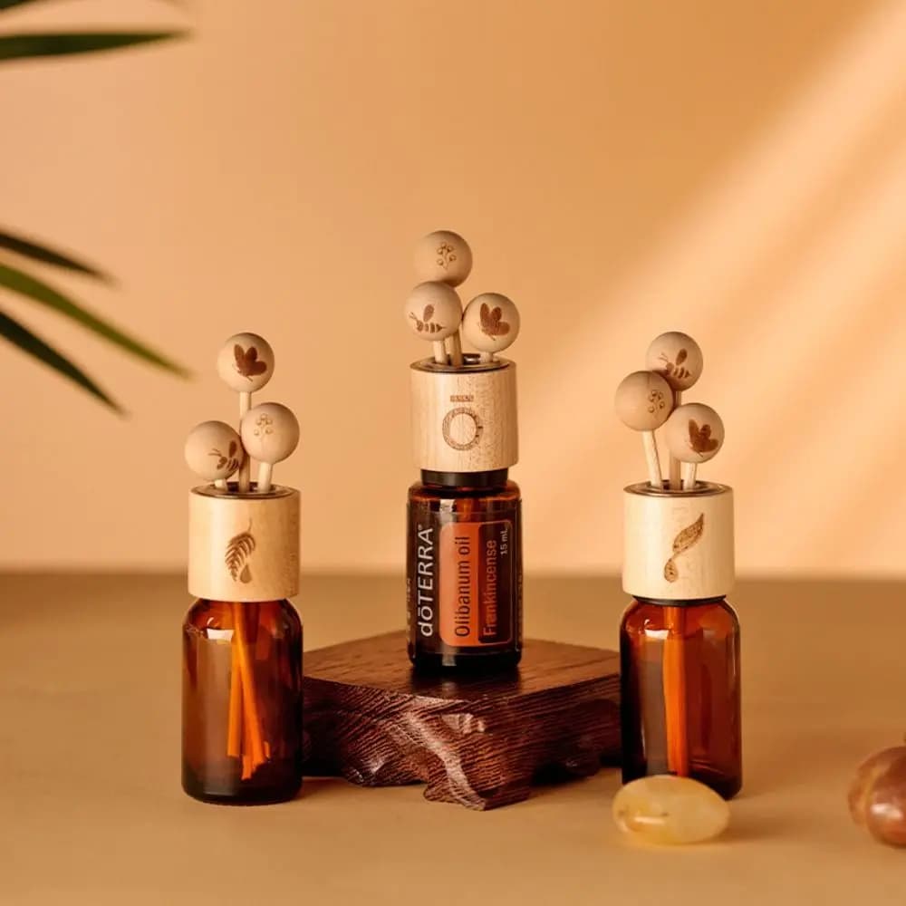 Couvercle boule en bois pour bouteille d'huile essentielle