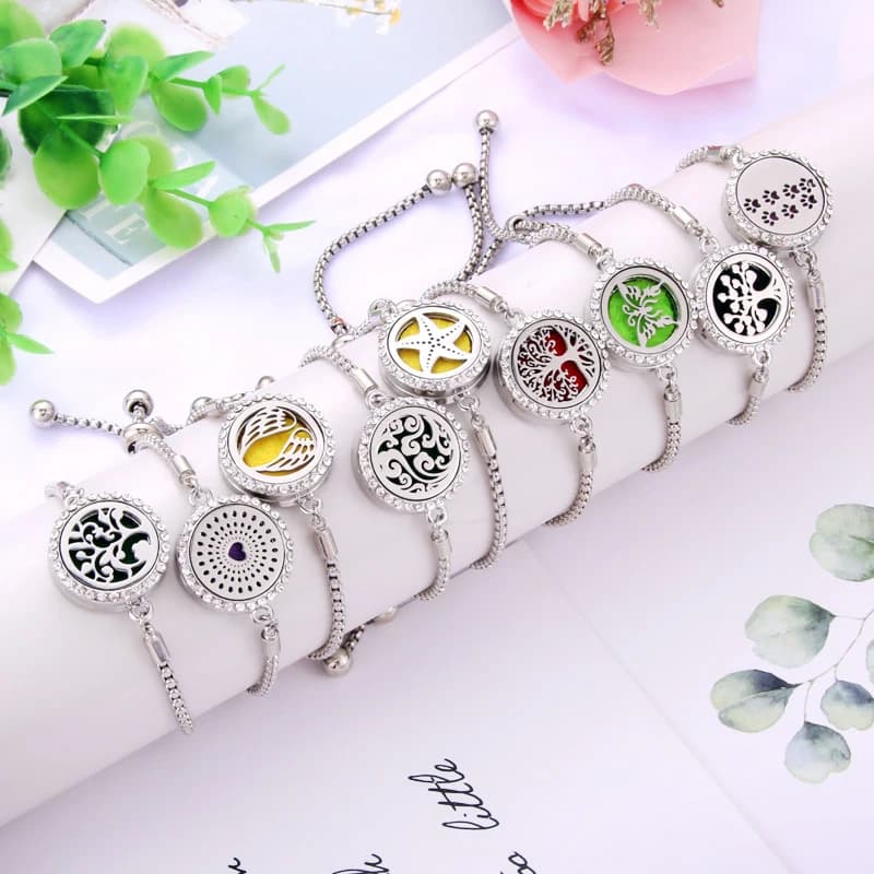 Bracelet d'Aromathérapie avec Médaillon Diffuseur d'Arbre de Vie