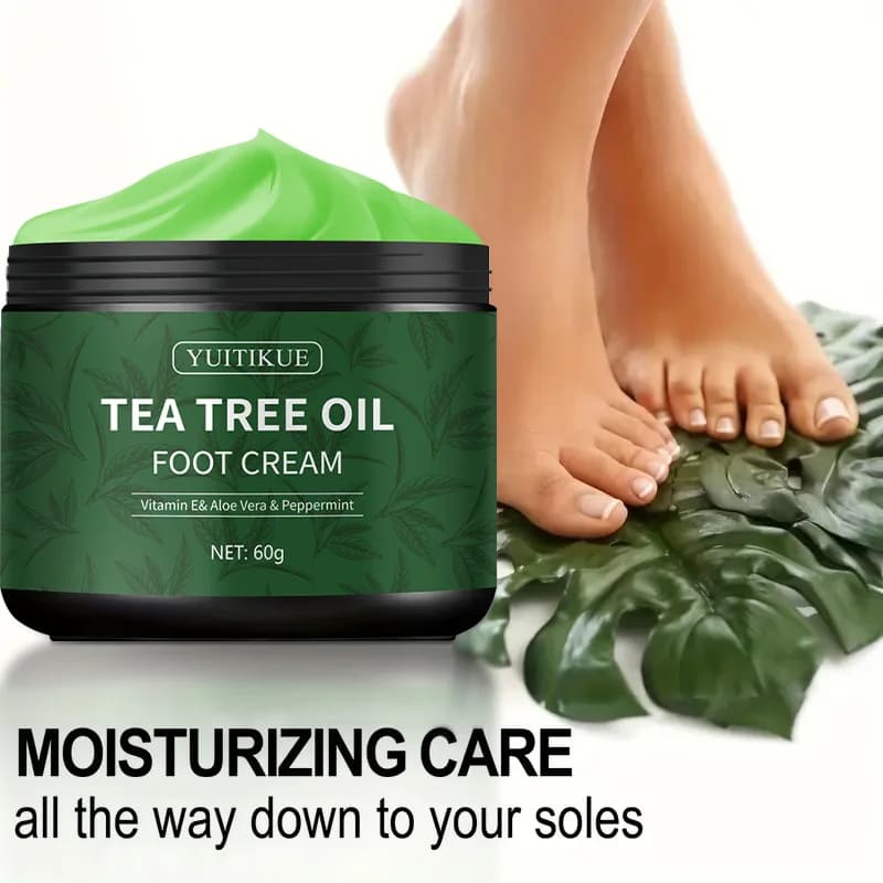 YUITIKUE Crème pour les pieds à l'huile d'arbre à thé - Vitamine E Aloe Vera