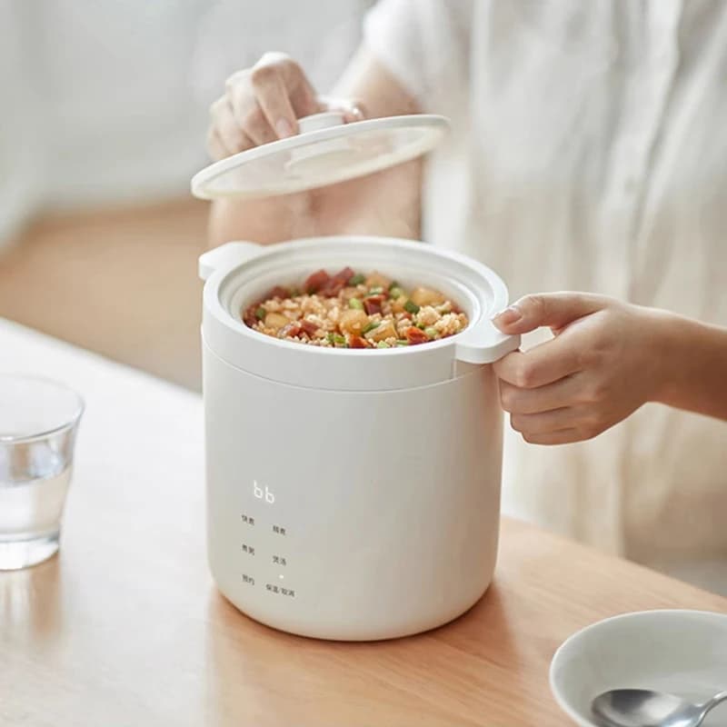 Olayks cuiseur à riz 1.2L cuiseur électrique multifonctionnel 25min cuisson rapide pour dortoir bureau Mini marmite électrique Portable