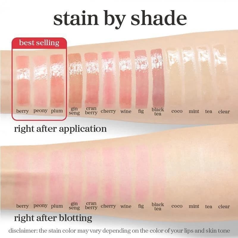 NOONI Huile à lèvres teintée brillante hydratante et nourrissante Applepeony pour réparer