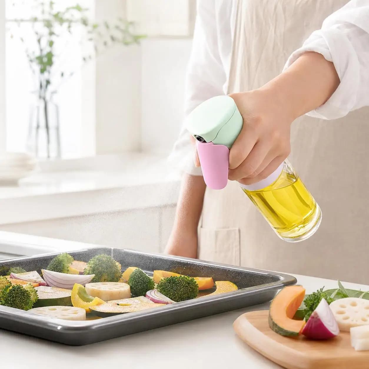 Pulvérisateur d'huile d'olive, flacon pulvérisateur en verre pour la cuisine, flacon pulvérisateur pour barbecue - Distributeur d'huile alimentaire domestique importé avec brume fine