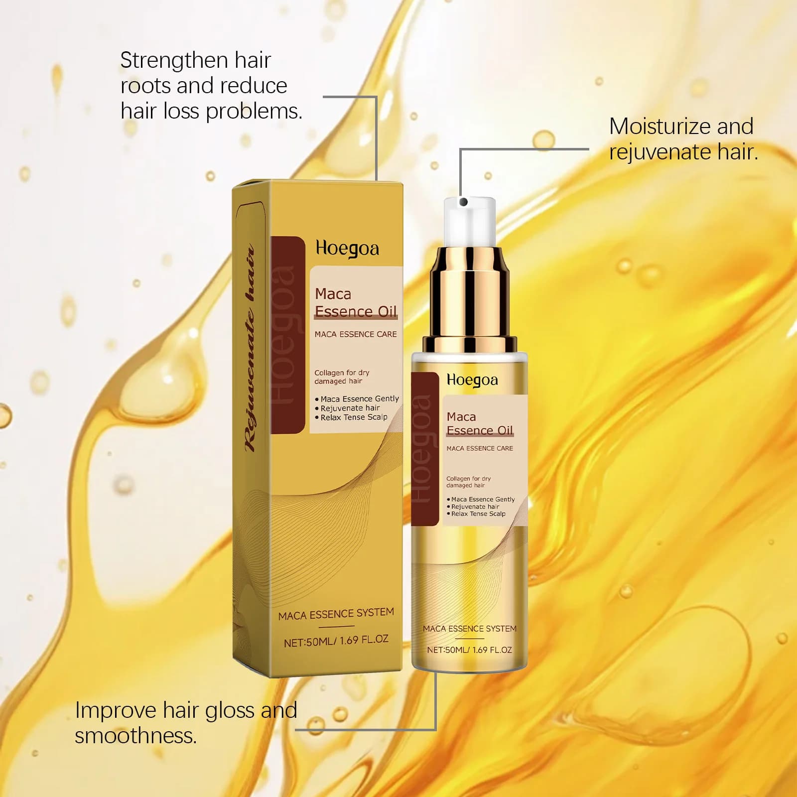 Hoegoa-Sérum de traitement pour le cuir chevelu, soin capillaire, contrôle de l'huile, lisse, nourrissant en profondeur, réparateur, endommagé, réduisant les frisottis, château, 50ml