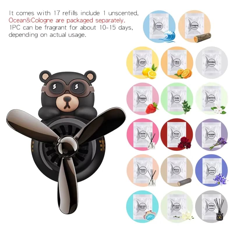 2/17 recharges désodorisant de voiture pilote évent rotation avion décoration ornement accessoires intérieurs parfum diffuseur de parfum Cool