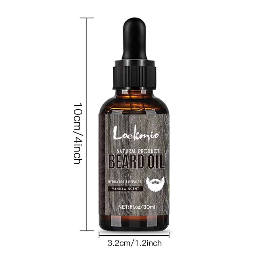 LOCKMIO huile de barbe naturelle pour hommes parfum vanille hydrate répare la croissance des racines de barbe soin coiffant plus épais