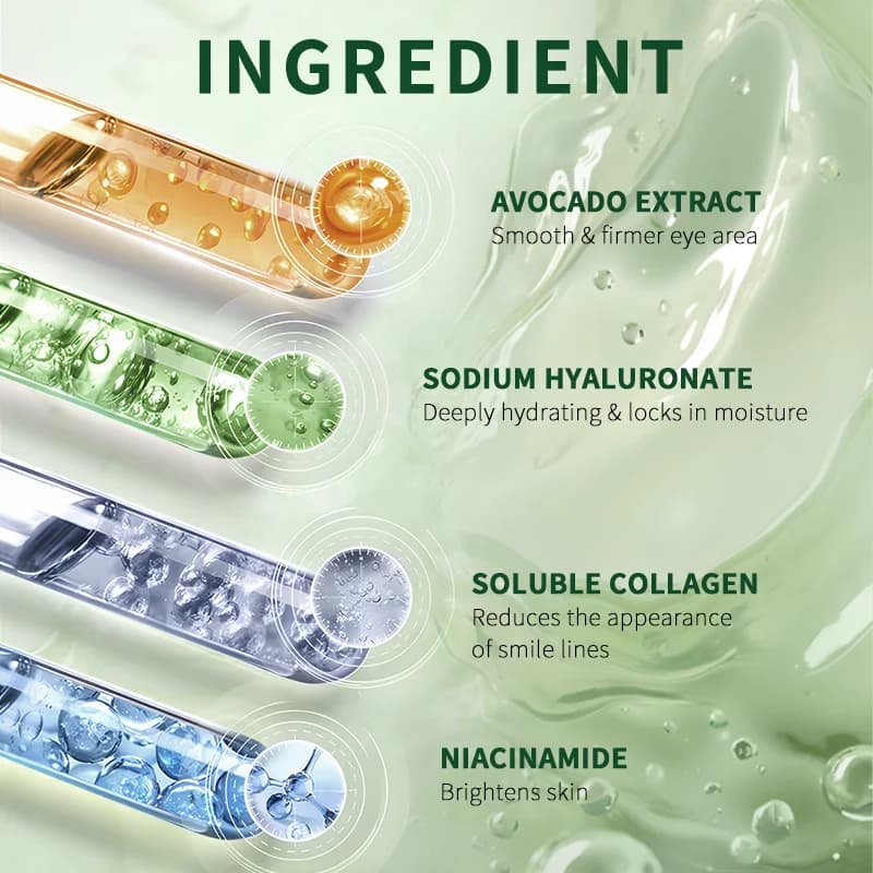 Masque Contour des Yeux à l'Avocat pour Cernes, Poches et Ridules - Patchs Éclaircissants Véganes Lissants Soin Auto-Soignant