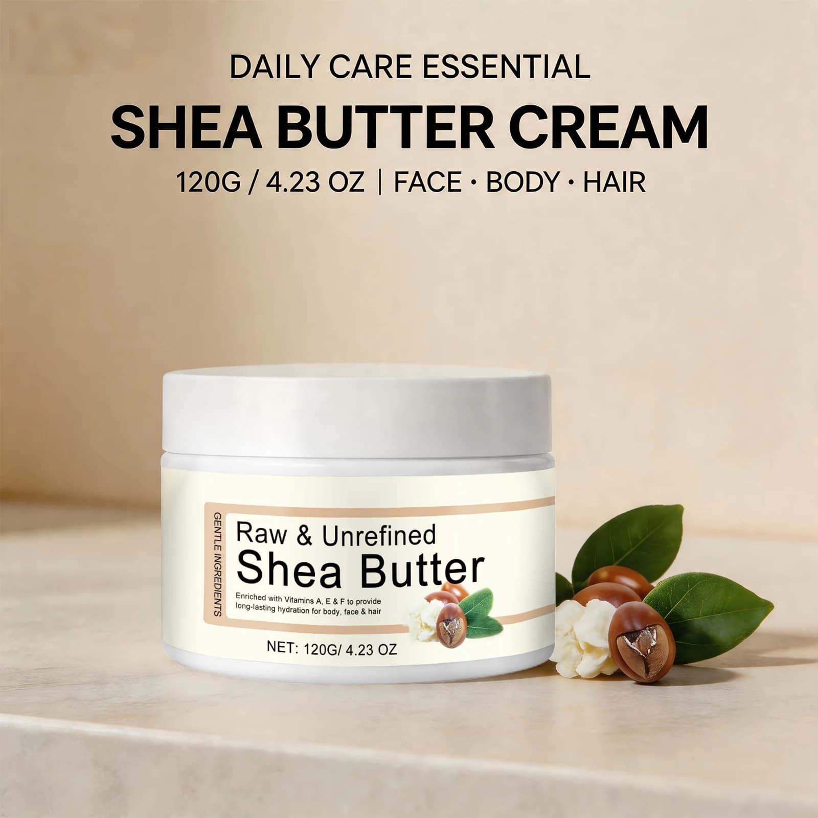 Crème hydratante au beurre de karité, baume multi-usages pour peaux sèches et cheveux, restaure la brillance, augmente l'élasticité de la peau, soin du corps, du visage et des cheveux