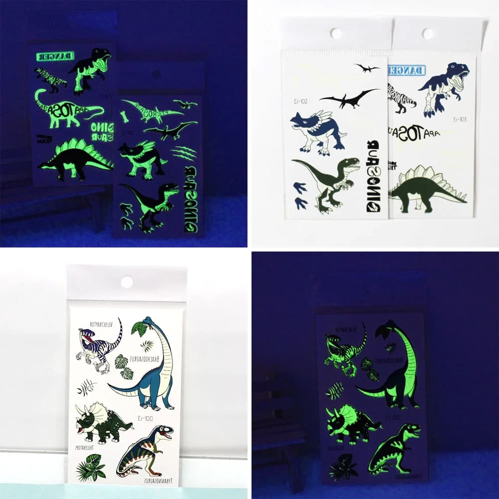 Tatouages temporaires De dinosaure lumineux