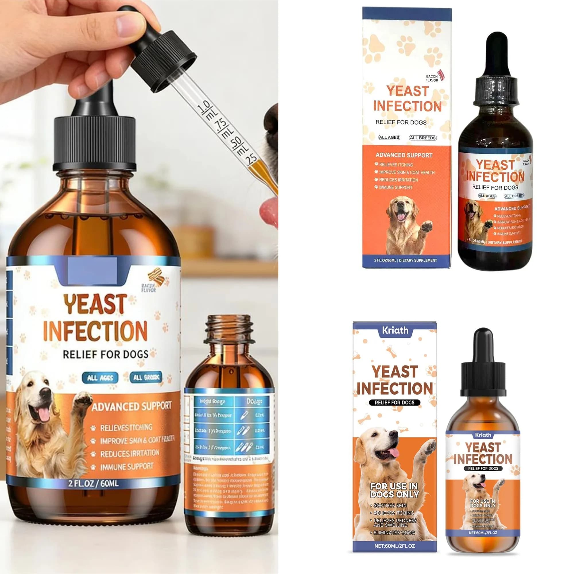 60ML 3 types de gouttes pour chiens