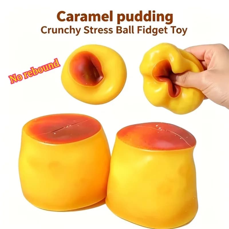Jouet anti-stress en forme de pudding au caramel, sonore et croustillant, fait main, DIY, non-rétractable