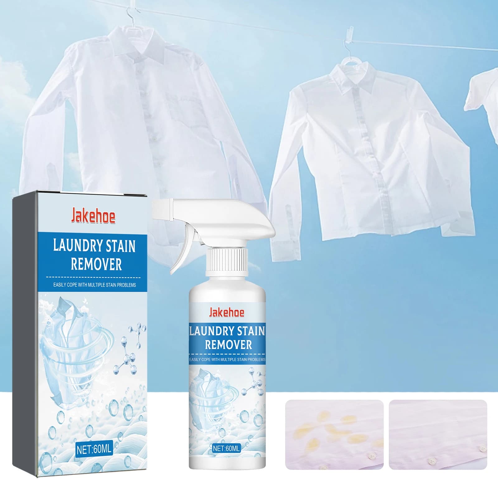 Nettoyant pour vêtements, détachant pour linge, pour nettoyer et éliminer les taches tenaces, les taches d'huile, le jaunissement, agent de nettoyage à sec portable