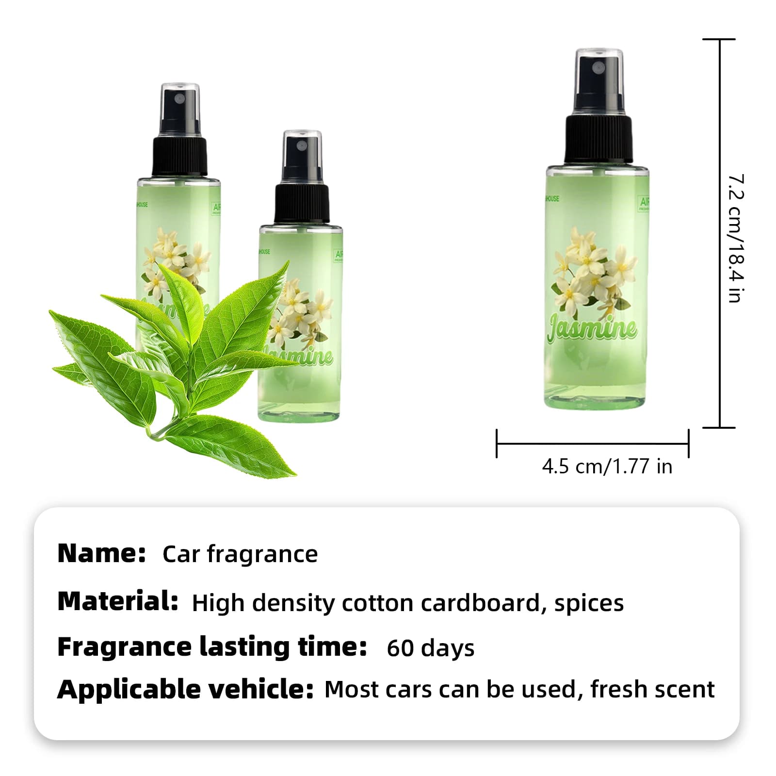 Désodorisant pulvérisé à la main parfumé au JASMINE 100 ml – Spray pour voiture