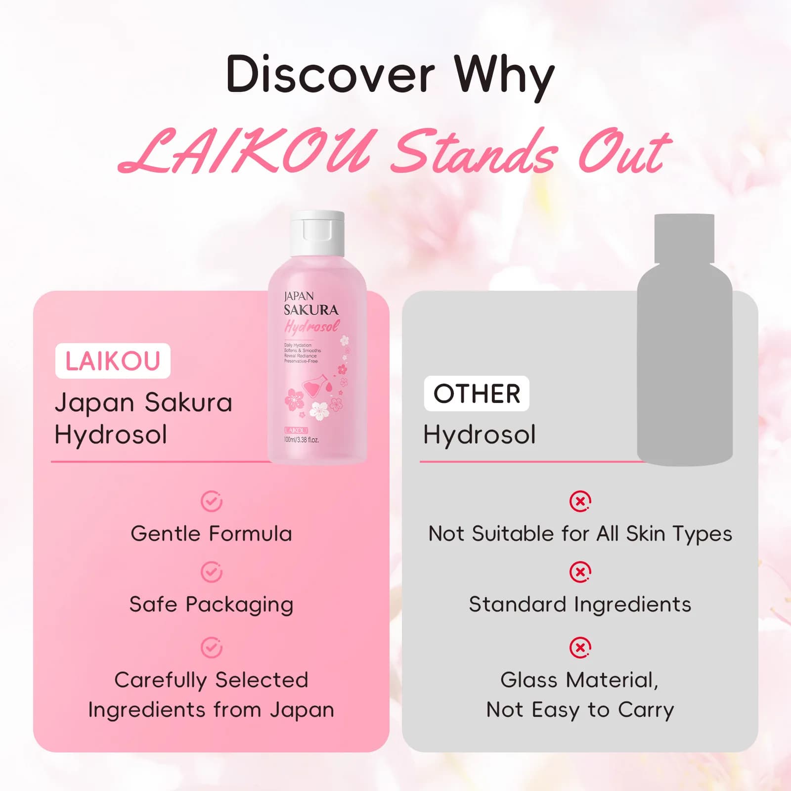 Tonique facial hydratant et éclaircissant à l'eau de Sakura japonaise 100ml, brume apaisante pour peaux ternes et irrégulières, minimise les pores